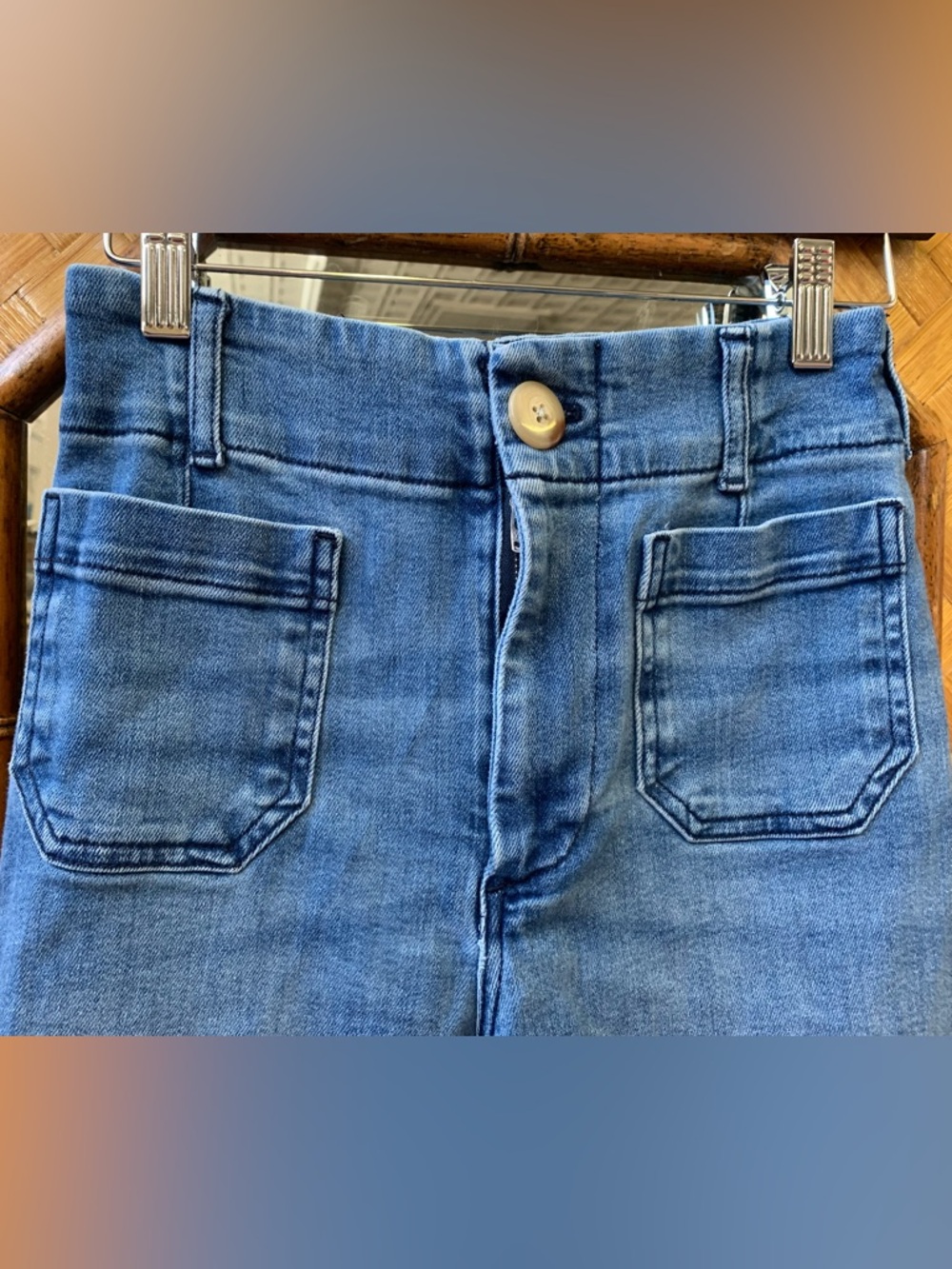 Anthropologie Blue Wide-Leg Jeans Collette cropped size 25 / 26 inch inseam - Picture 2 of 5